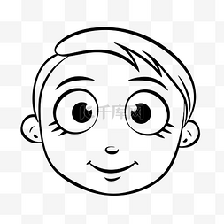 简单页眉图片_用眼睛着色页轮廓草图的儿童面部