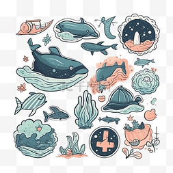 世界海洋日可爱鲸鱼插画