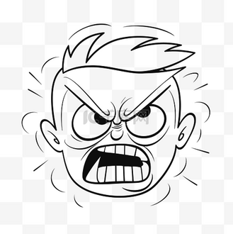 手工绘制背景图片素材_在白色背景轮廓草图上手工绘制的一张愤怒的脸