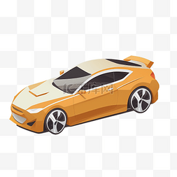 橙色轿车卡通模型