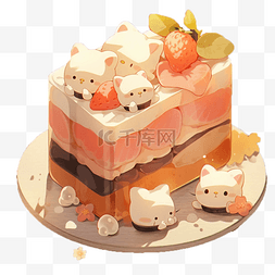 水果蛋糕造型图片_一块蛋糕卡通糕点插图