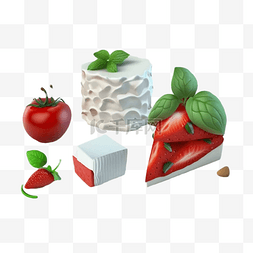 草莓奶酪蛋糕图片_3d食物红色辣椒奶油立体效果