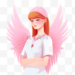女护士卡通形象图片_护士节粉色美式女生