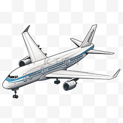 天空飞机插画图片_飞机白色客机