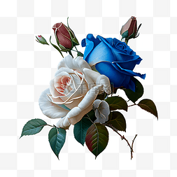蓝色玫瑰花图片_玫瑰粉色蓝色四朵