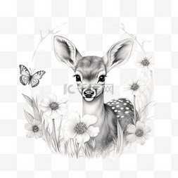 小鹿免抠PNG素材图片_绘画可爱小鹿元素立体免抠图案