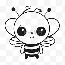 像素风蜜蜂图片_简单的黑白卡哇伊蜜蜂儿童轮廓素