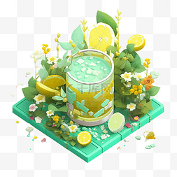 鲜榨饮品海报图片_果汁绿色植物