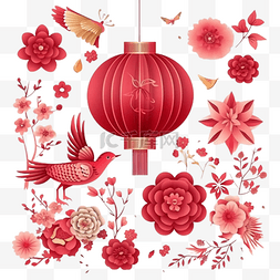 春节红色灯笼花真实效果