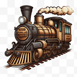 火车的蒸汽图片_火车卡通复古图案