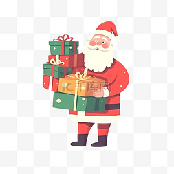 礼品盒插画图片_圣诞节老爷爷绿色礼品盒