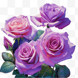 质感紫色花朵元素立体免抠图案