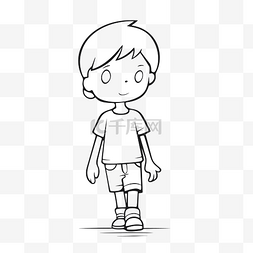 走路的男孩卡通图片_卡通男孩走路的画是黑白轮廓草图