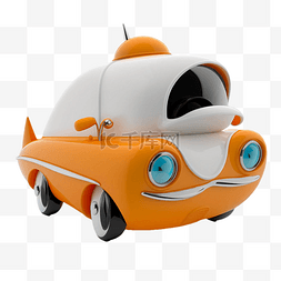 小汽车3d图片_3d橙色白色卡通车立体