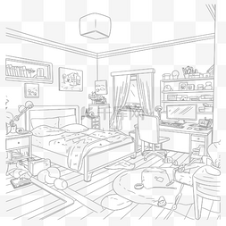 家具卧室图片_绘制成人卧室轮廓草图 向量