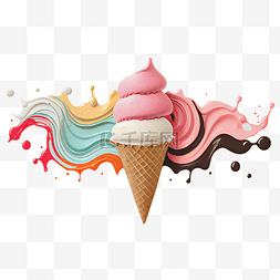 夏天冰淇淋彩色冰凉