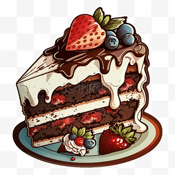 脆脆饼图片_蛋糕草莓奶油巧克力酱图案
