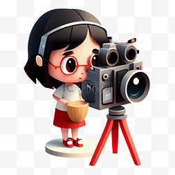 摄影机摄影图片_女孩摄影机卡通可爱