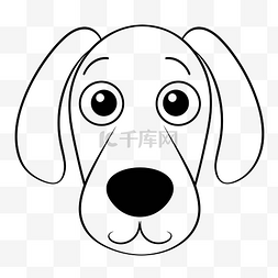 狗狗的鼻子卡通图片_卡通狗头着色页轮廓素描 向量