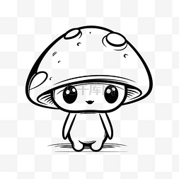 小脸线条图片_可爱的小蘑菇脸着色页轮廓素描 