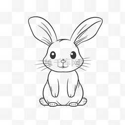 兔子的耳朵图片_在白色背景轮廓草图上画一只小兔