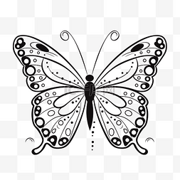 蝴蝶白本图片_带点轮廓素描的黑白蝴蝶设计 向