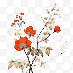 创意红色图案图片_创意红色梅花元素立体免抠图案