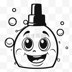 儿童皂图片_卡通瓶洗衣皂上有气泡轮廓素描 