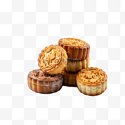 中秋节月饼堆放多个美食糕点真实