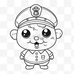 一个可爱的警察吉祥物着色页轮廓