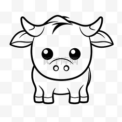 可爱可爱的大眼睛公牛轮廓素描 