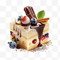 情人节巧克力蛋糕图片_方块美味水果蛋糕