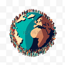 世界人口图片_人口日地球蓝色黄色卡通