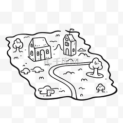 手绘画房屋图片_在轮廓草图的地图上绘制房屋 向