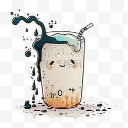 牛奶黑糖图片_奶茶扁平插画饮品图