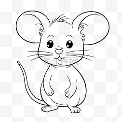 可爱的老鼠宝宝着色页动物剪贴画