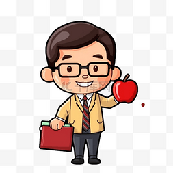 教师节人物苹果卡通
