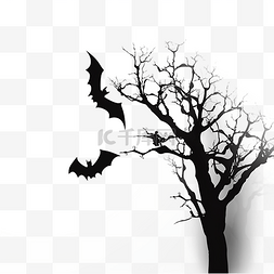 飞翔的蝙蝠黑色大树