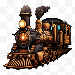 铁路文化图片_火车复古卡通棕色图案