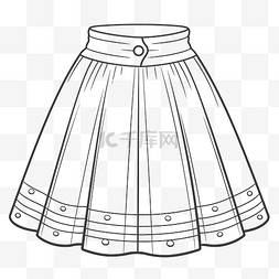 儿童衣服和裙子的图片_设计为矢量轮廓草图的裙子插图
