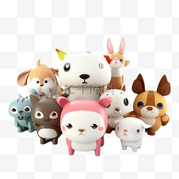 3d动物玩具图片_3d玩偶粉色白色装饰立体