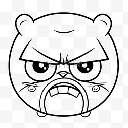 愤怒的熊脸着色页轮廓素描 向量