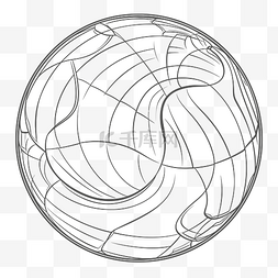 椭圆形球图片_带有地线草图的圆形地球轮廓图 