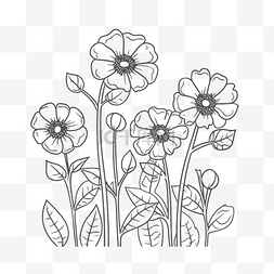 黑红色的花图片_用于花卉轮廓素描的在线黑白着色