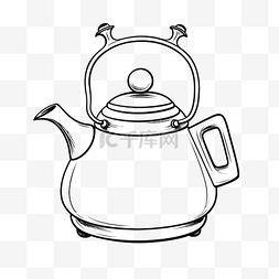 黑茶壶图片_绘制茶壶轮廓草图 向量