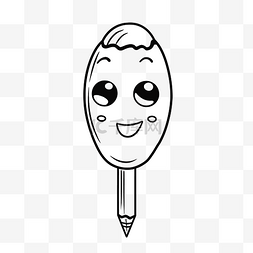 手钢笔图片_画有快乐脸轮廓素描的铅笔 向量