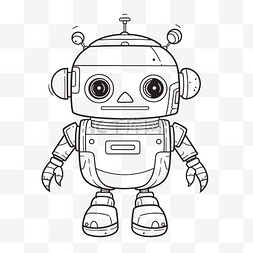 小机器人图片_机器人着色页在白色背景轮廓草图