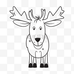 白鹿矢量图片_可爱的卡通鹿着色页矢量插图供个