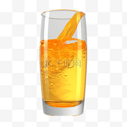 黄色水果海报图片_果汁透明杯子