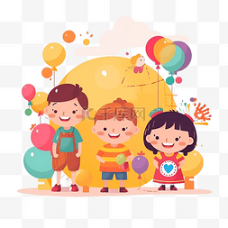 分享的快乐图片_儿童节可爱人物插画